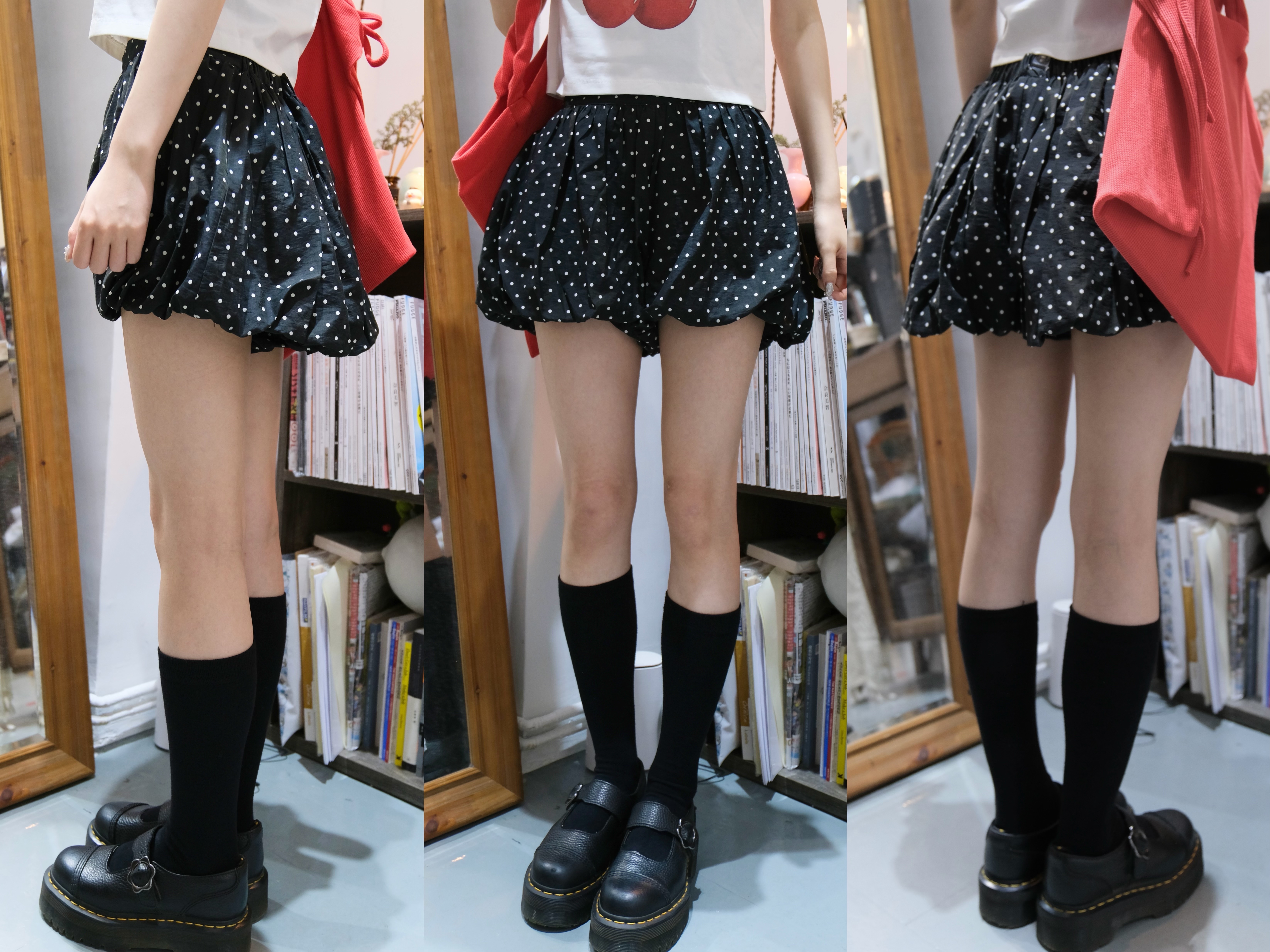 [兩色入] Hit!波點裙褲(Black)