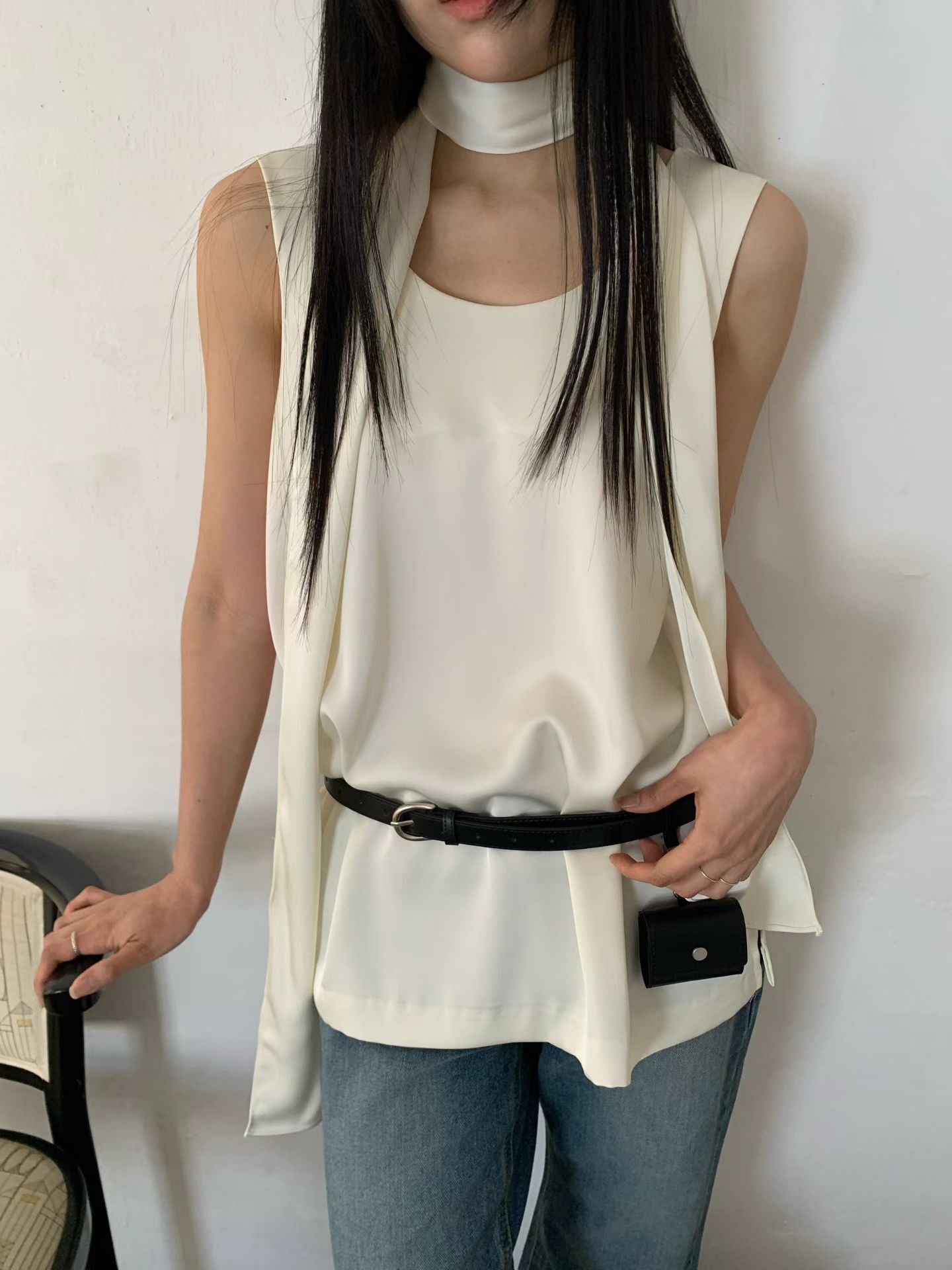 MR6047 多造型領巾緞面背心