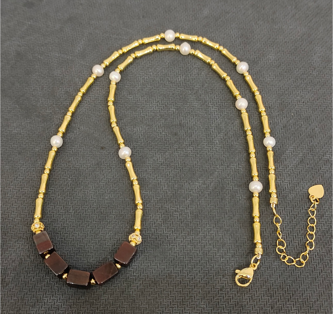 0402gz14-舒俱來-SJL541血舒竹節珍珠項鏈（A14）