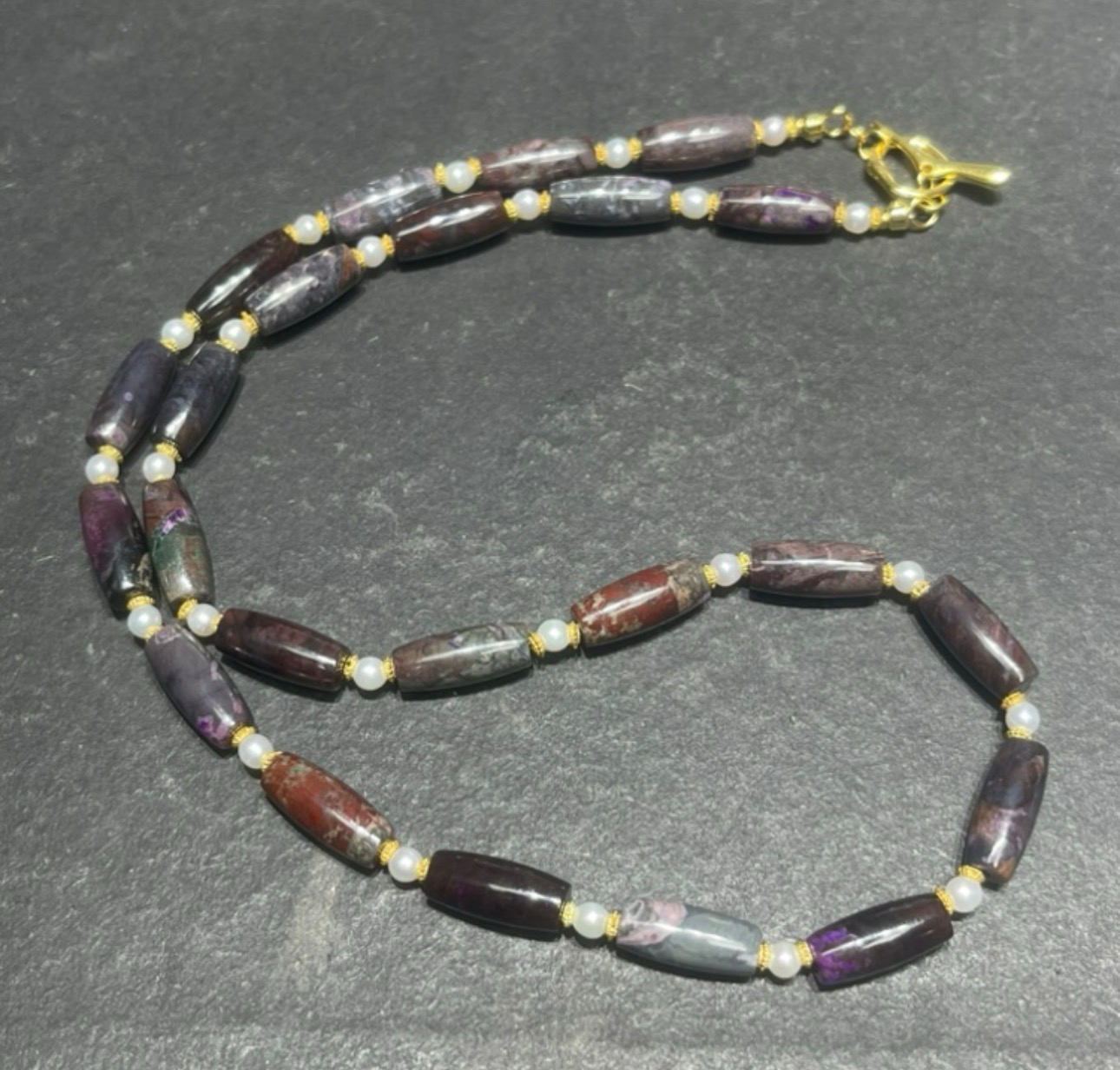 0402gz32-舒俱來-SJL130多彩桶珠銀項鏈（A32）