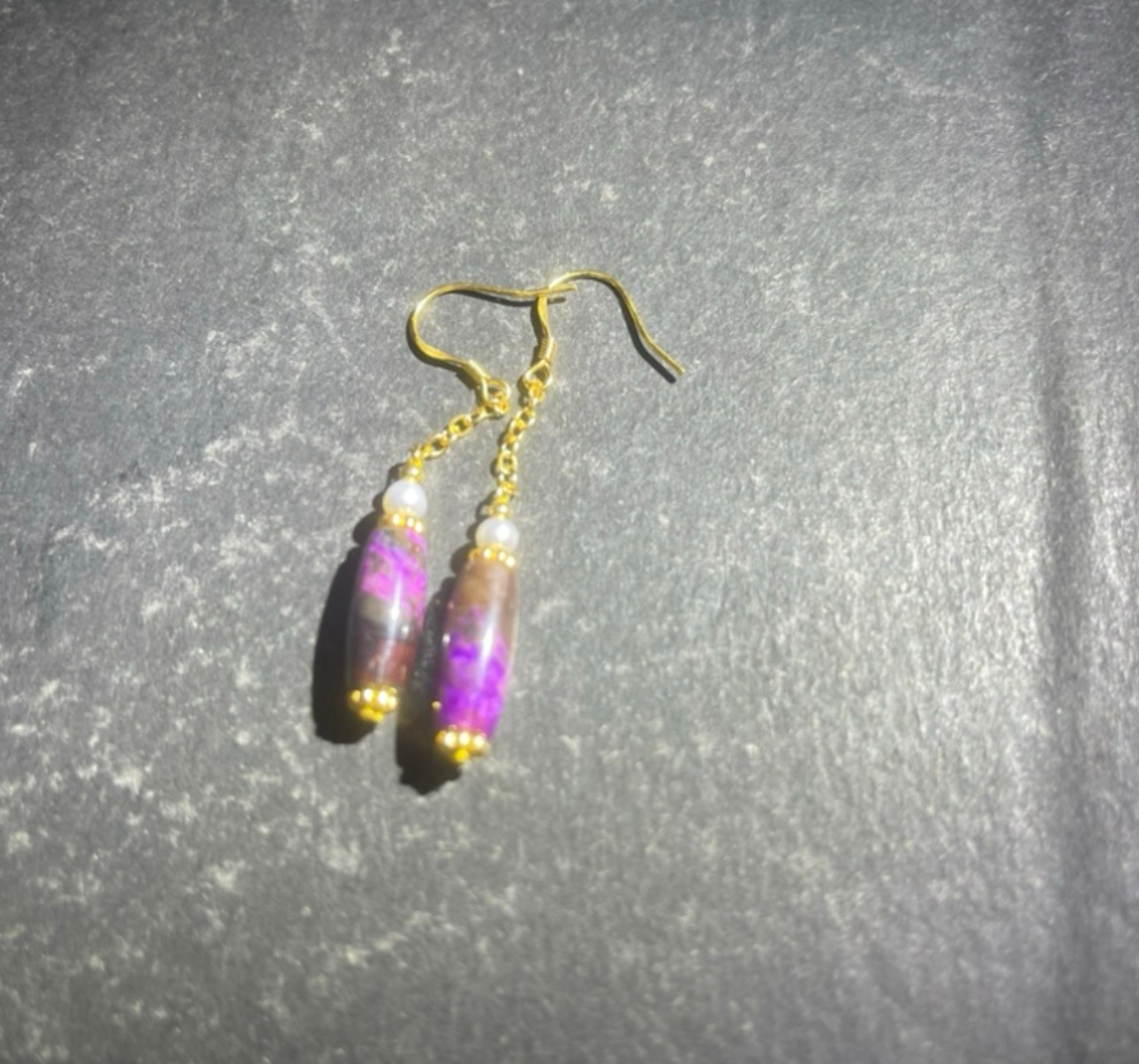 0402gz37-舒俱來-SJL132皇家紫桶珠銀耳鉤（A37）