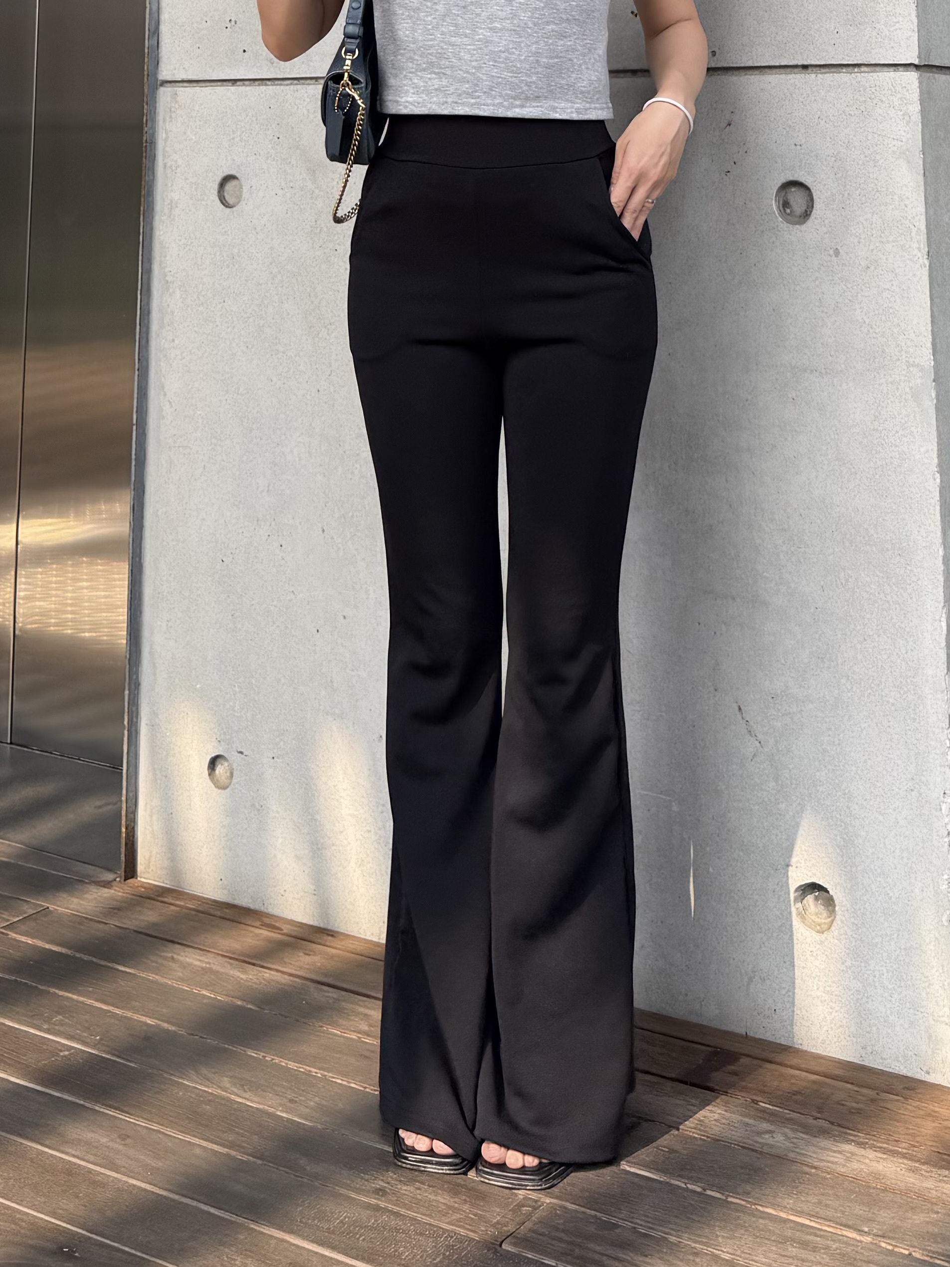 (新貨88折💗)貼身高腰小喇叭貼腳彈彈褲 P260402(FREE SIZE)