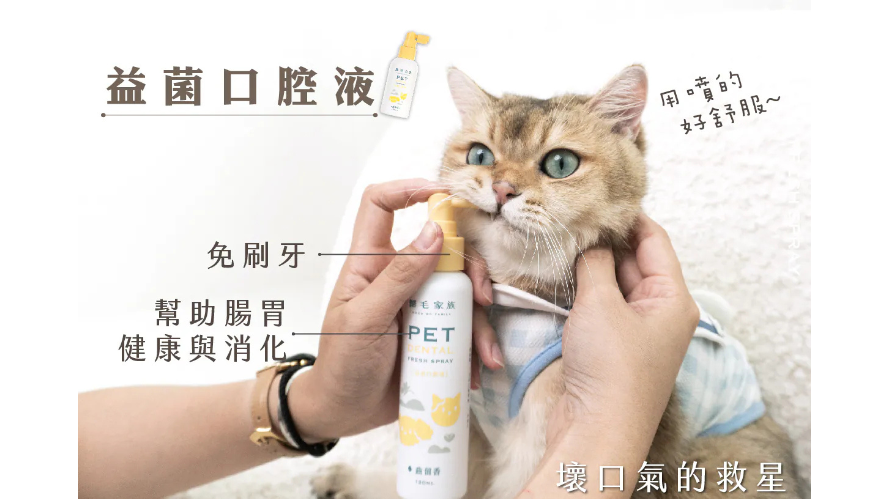 【歸毛家族】齒留香益菌口腔液，完全是口臭及懶人救星！豐富益菌幫助口腔異味，穩定口腔環境，使用方便又快速，適合較忙碌的家長及不喜歡刷牙的毛孩。