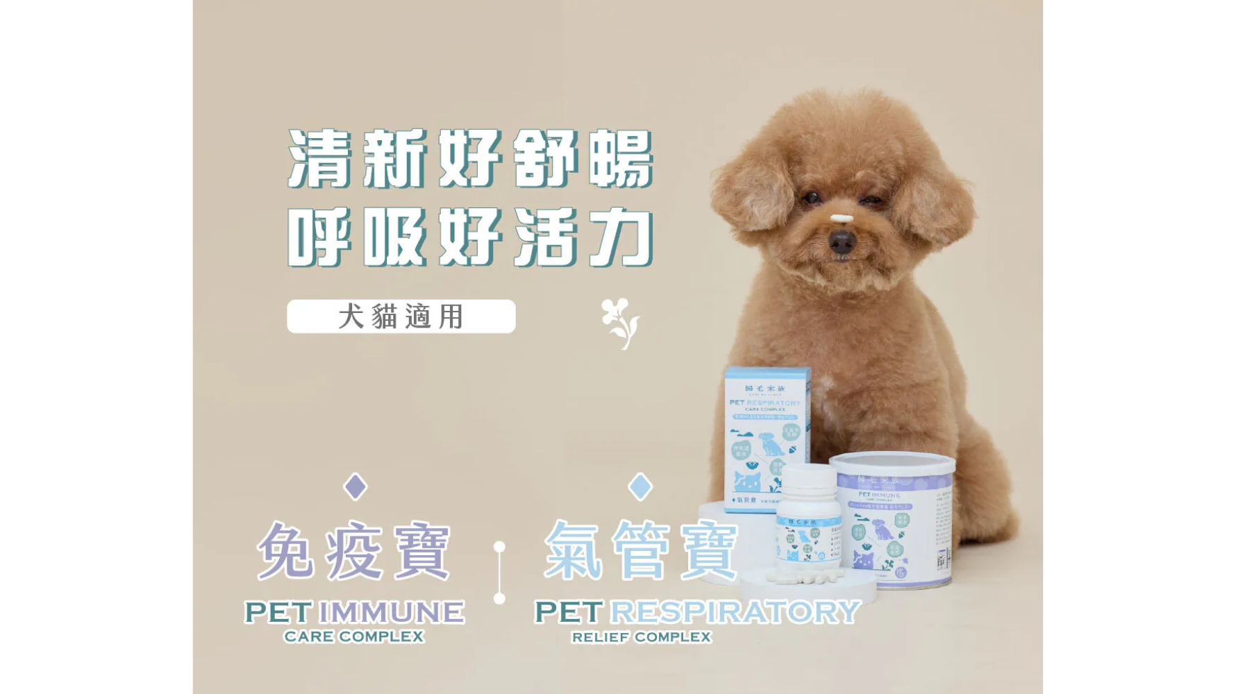 雙效協同保養策略，同步強化免疫防護與呼吸道機能，從根本提升身體抵抗力與氣管穩定度，適合容易反覆出現呼吸道不適或季節性咳嗽的貓咪日常長期調理使用