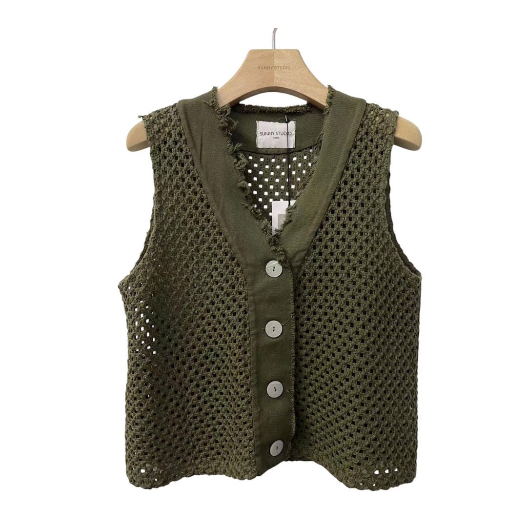 1SO0403-238 [SUNNY STUDIO] Vest Top Kaki #56036 (EU)