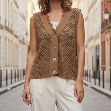 1SO0403-237 [SUNNY STUDIO] Vest Top Camel #56036 (EU)