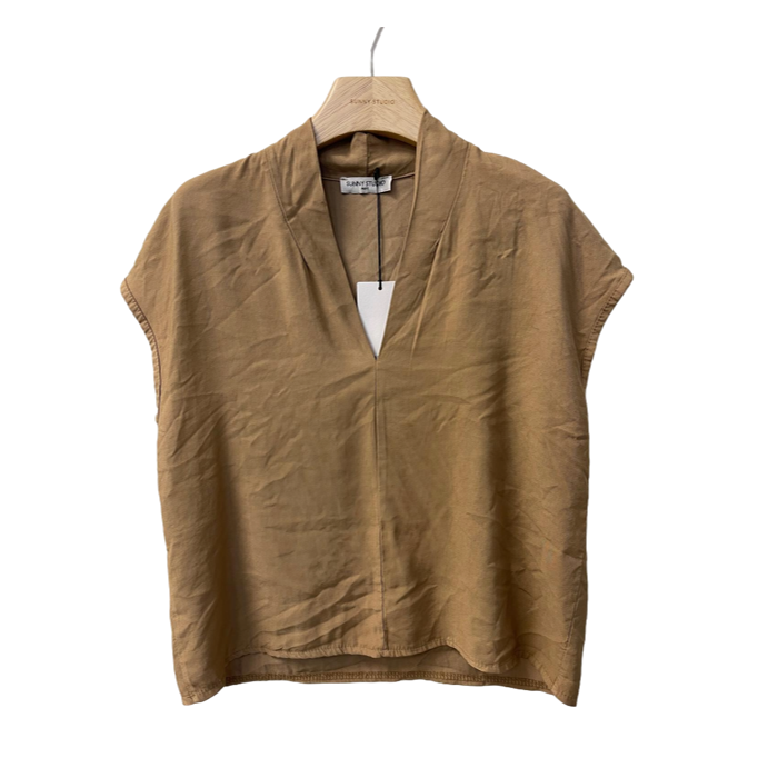 1SO0403-133 [SUNNY STUDIO] Short Sleeve Top Camel #56061 (EU)