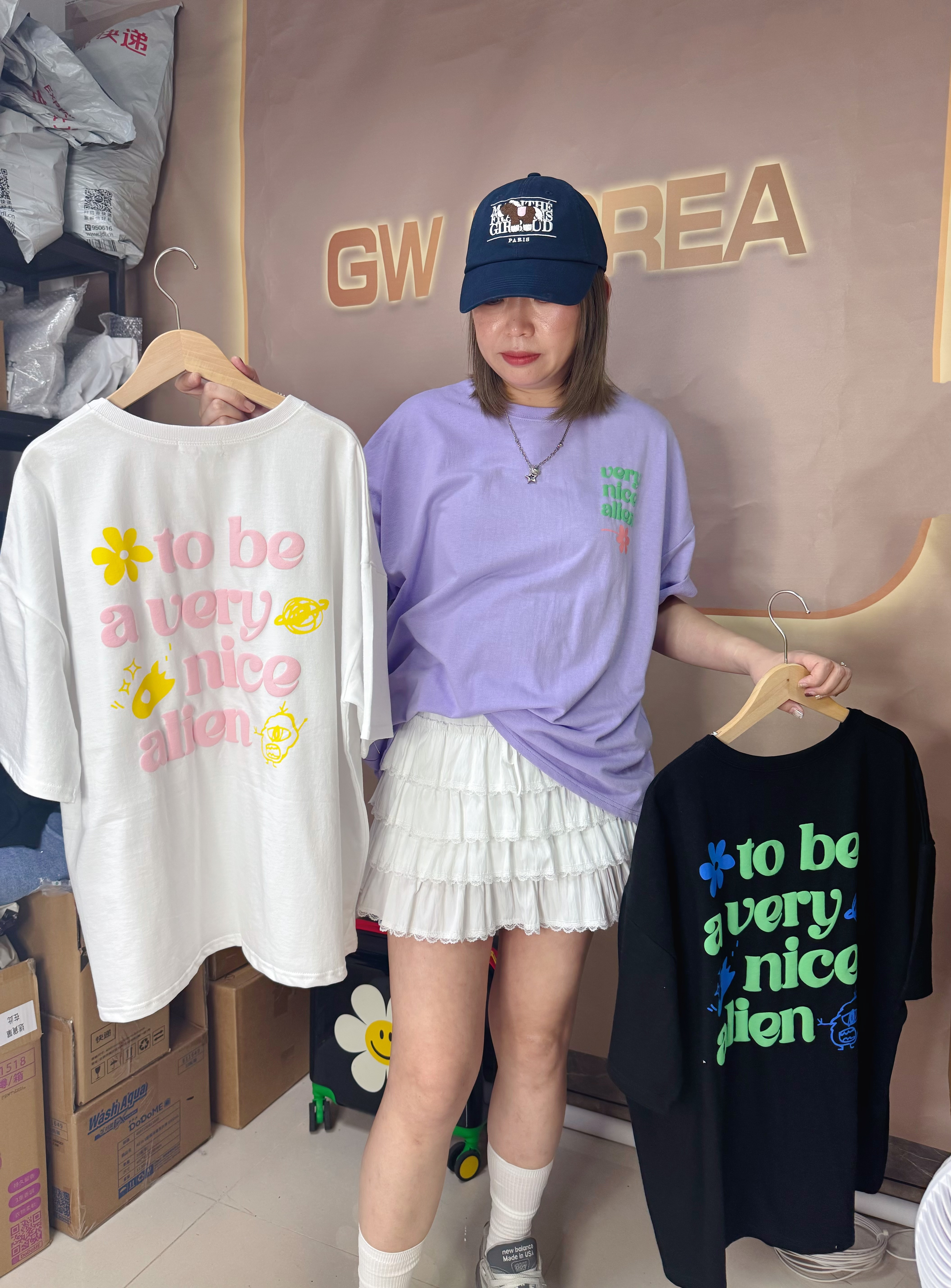 SF263192 花花背後英文字Tee*3色