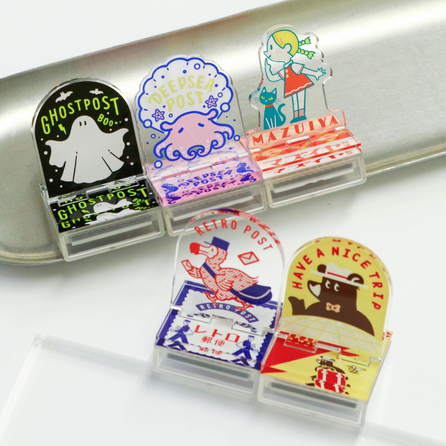 ob1toy 聯名 復古郵票浸透印章 壓克力取手｜日本 Sanby