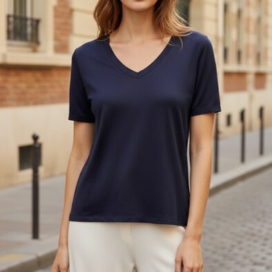 1SO0403-163 [SUNNY STUDIO] V-neck T-Shirt Marine #13671 (EU)