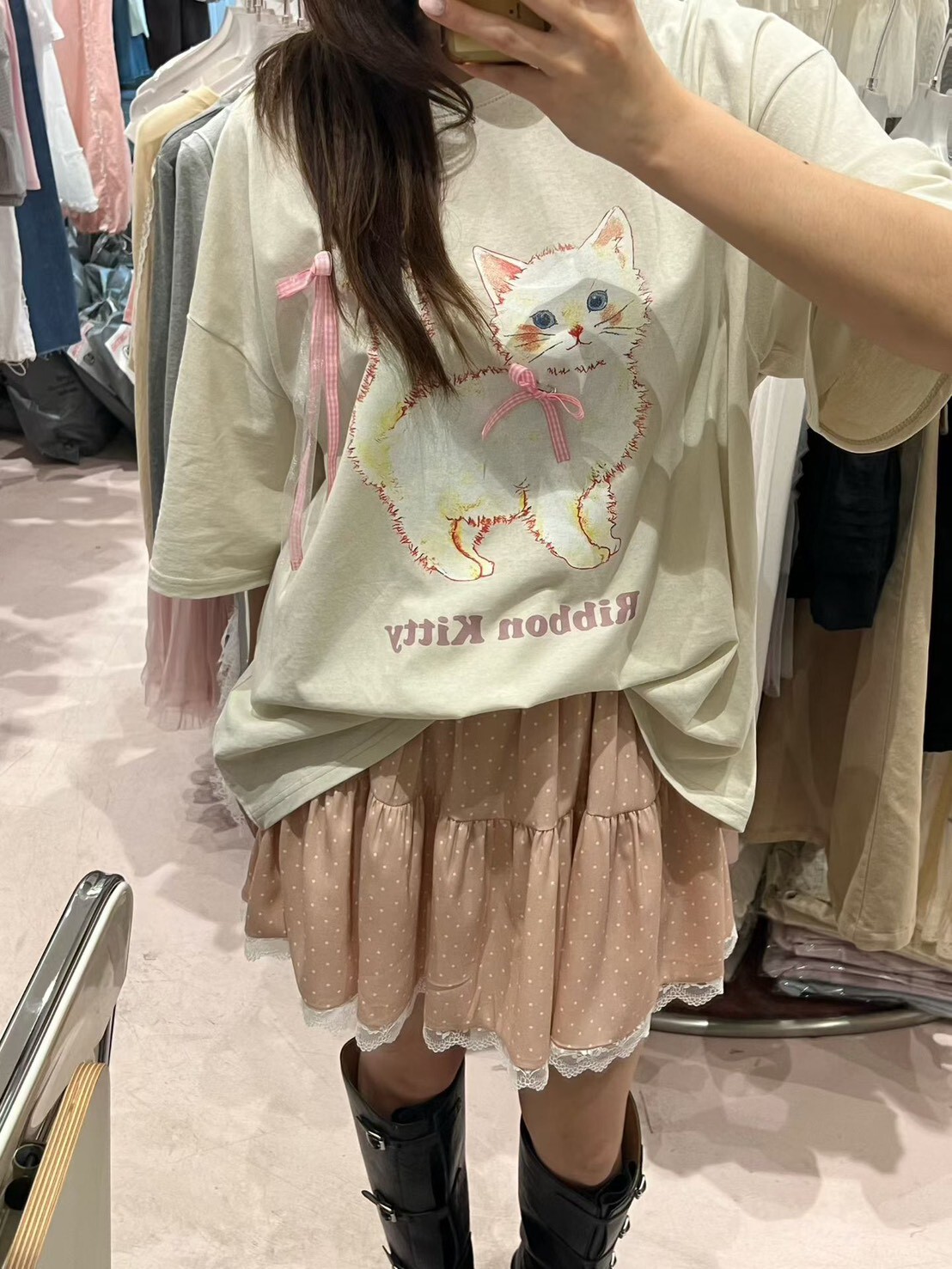 白蕾絲邊內安全褲短裙