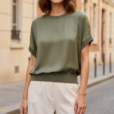 1SO0403-171 [SUNNY STUDIO] Short Sleeve Top Kaki #80611 / 86001 (EU)