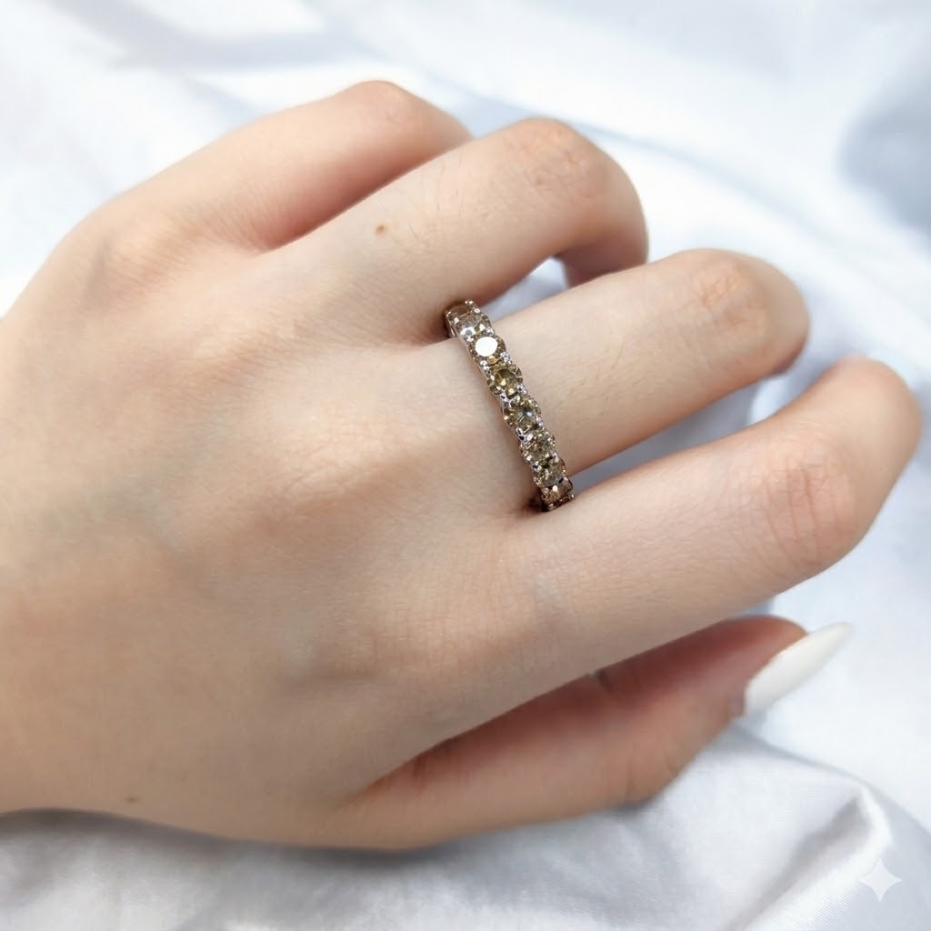 全新18K黑金2卡46份鑽石全圈戒指