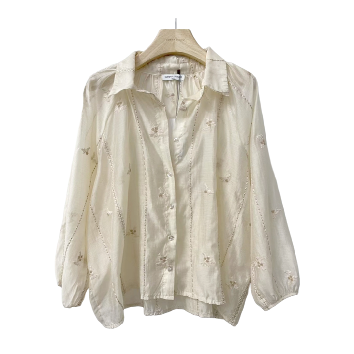 1SO0403-200 [SUNNY STUDIO] Shirt With Delicate Embroidery White #48358 (EU)