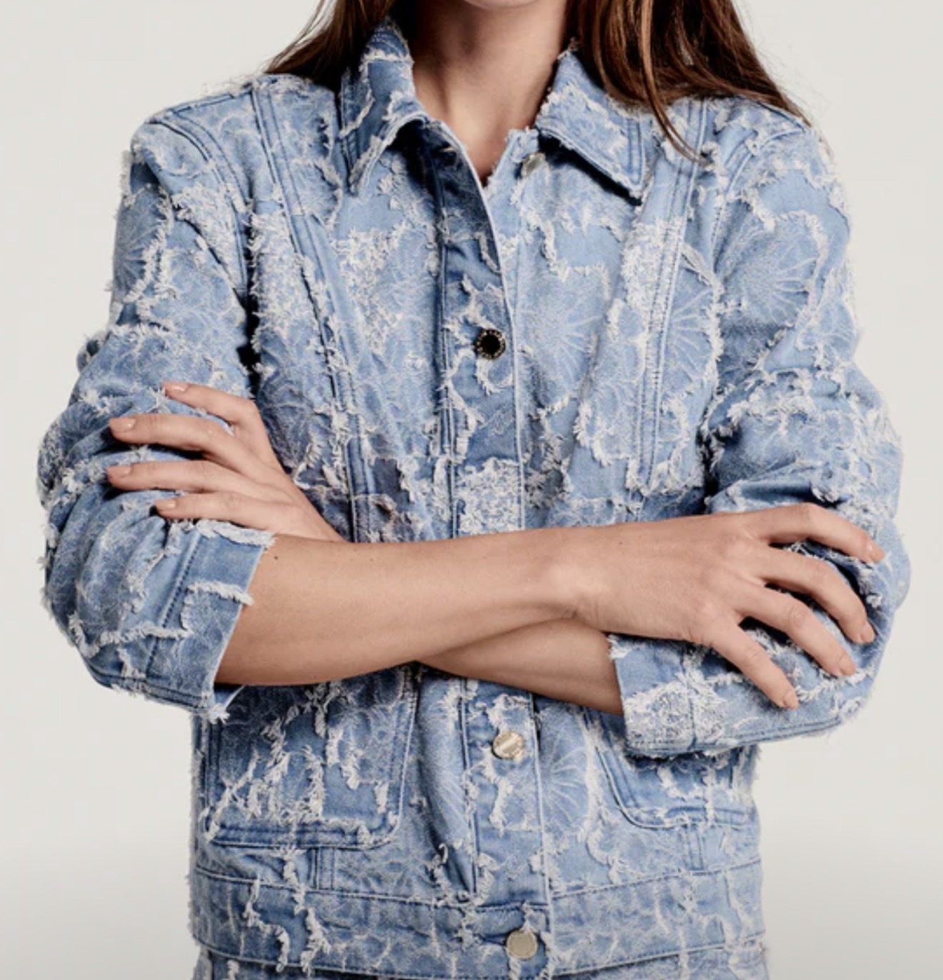 Karl Lagerfeld 重工立體花牛仔褸 KL322