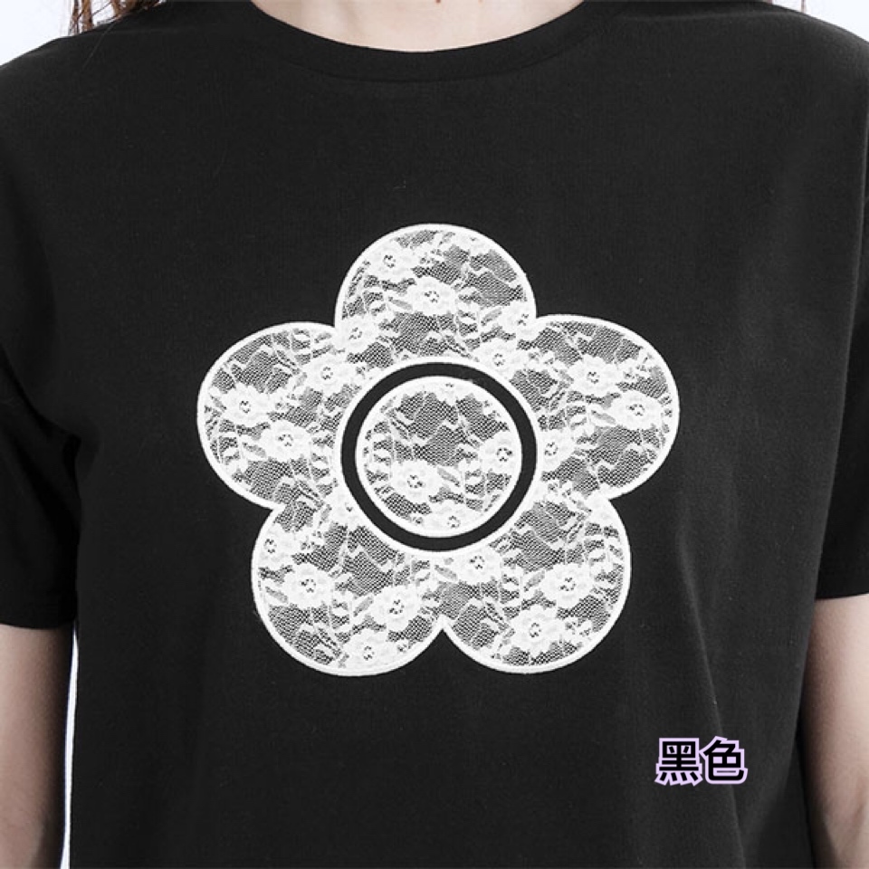 260402 Mary Quant lace 花花logo Tee /4 色