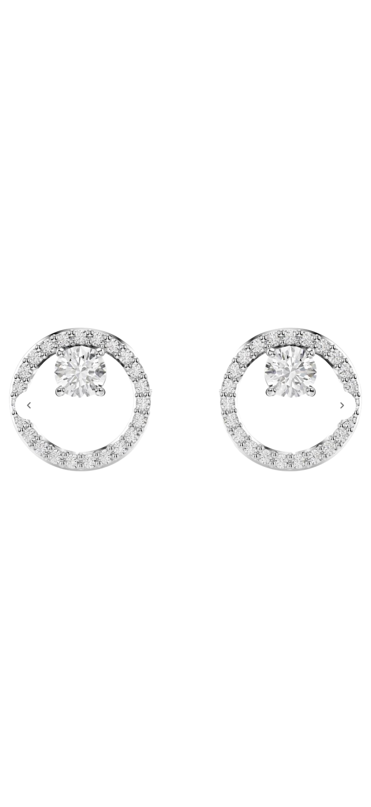 【Swarovski】Constella Stud Earrings, Round Cut, White, Rhodium Plated  白