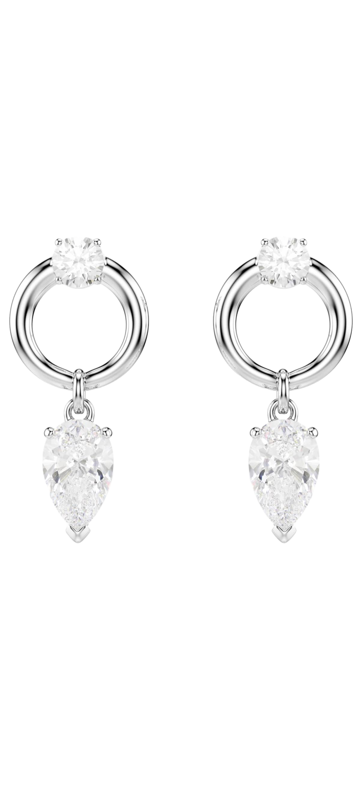【Swarovski】Mesmera Drop Earrings, Mixed Cuts, White, Rhodium Plated  白