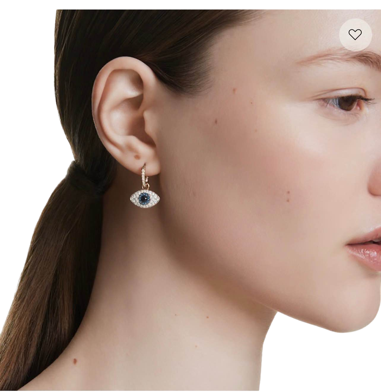 【Swarovski】Symbolica Drop Earrings, Evil Eye, Blue, Gold-tone Plated  藍