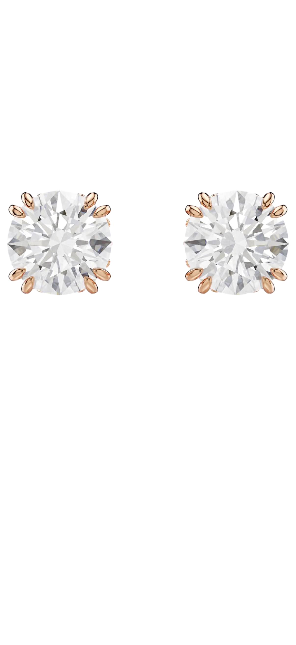 【Swarovski】Stilla Stud Earrings, Round Cut, White, Gold-tone Plated  白