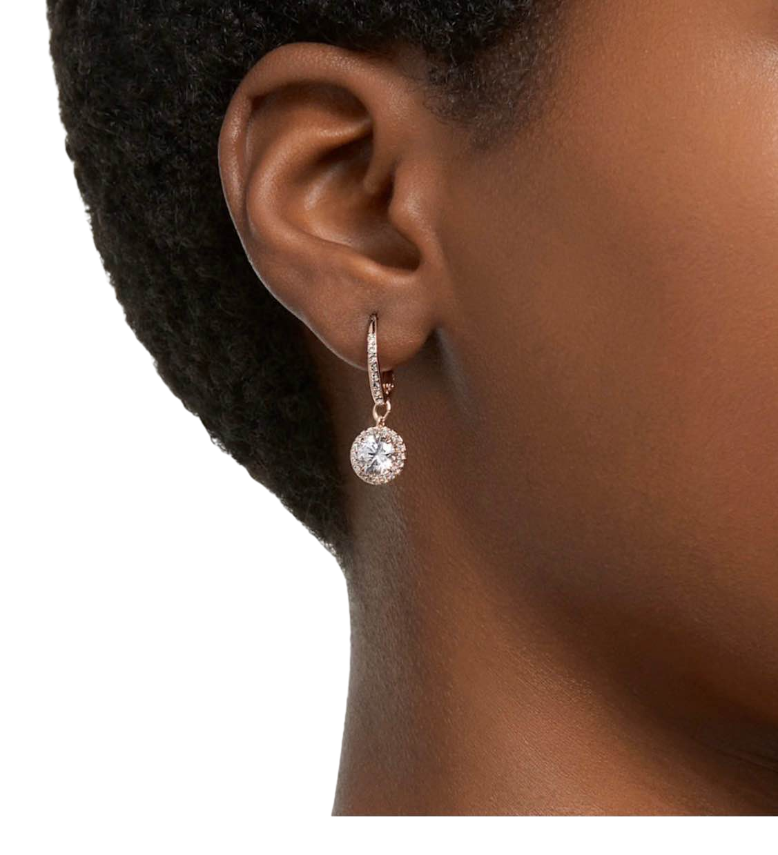 【Swarovski】Una Angelic Drop Earrings, Round Cut, Pavé, White, Rose Gold-tone Plated  玫瑰金