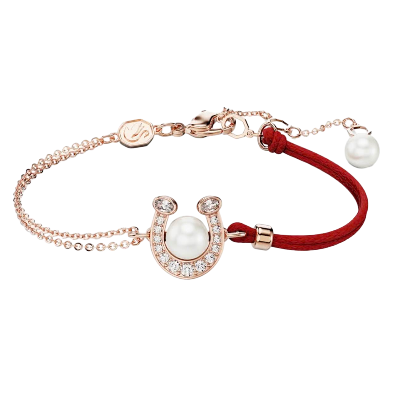 【Swarovski】Symbolica Bracelet, Crystal Pearl, Pavé, Horse Shoe, White, Rose Gold-tone Plated  玫瑰金