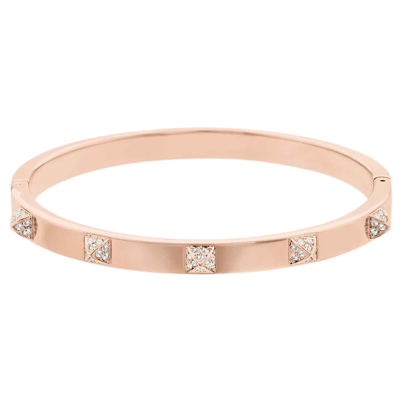 【Swarovski】Dextera Bangle, 密鑲, 白色, 鍍玫瑰金色調  玫瑰金