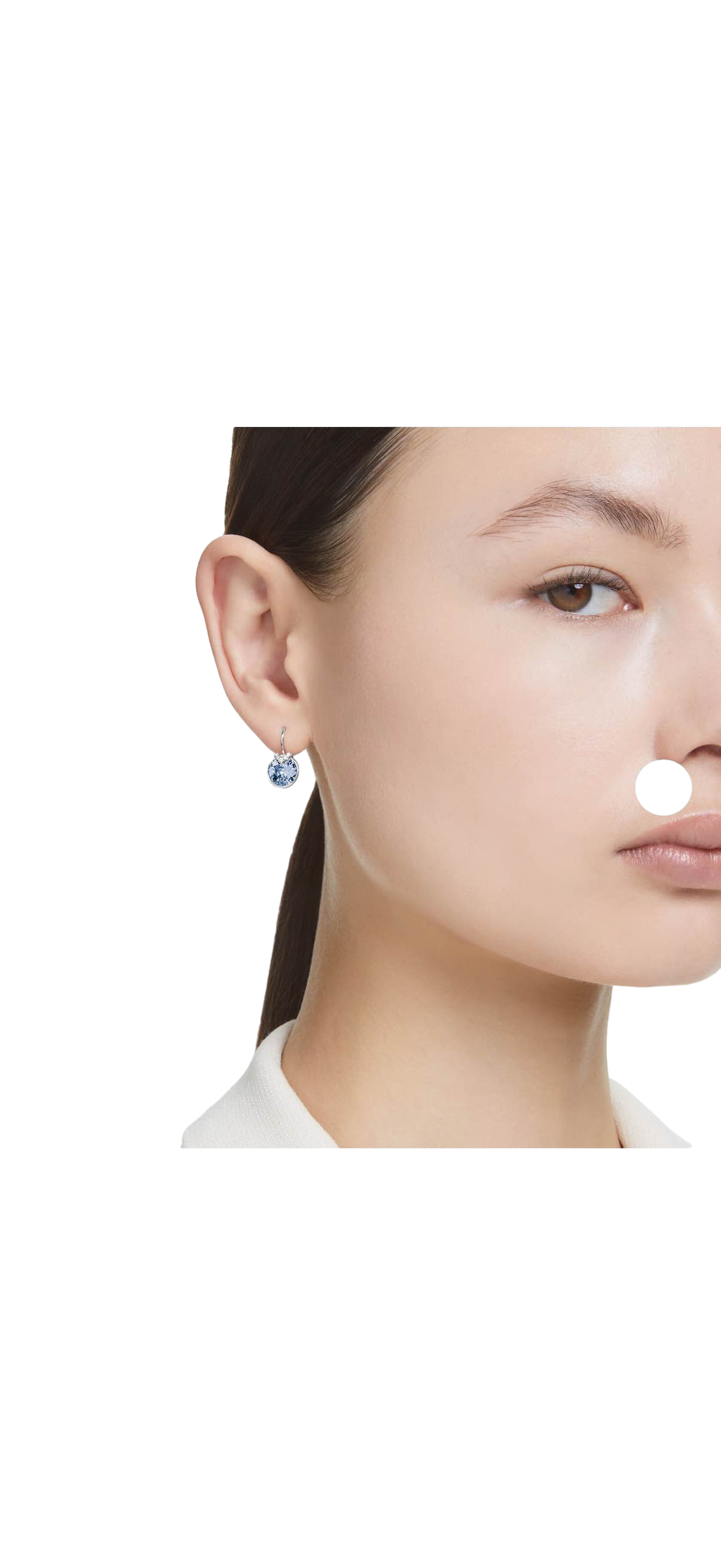 【Swarovski】Bella V Drop Earrings, Round Cut, Blue, Rhodium Plated  藍