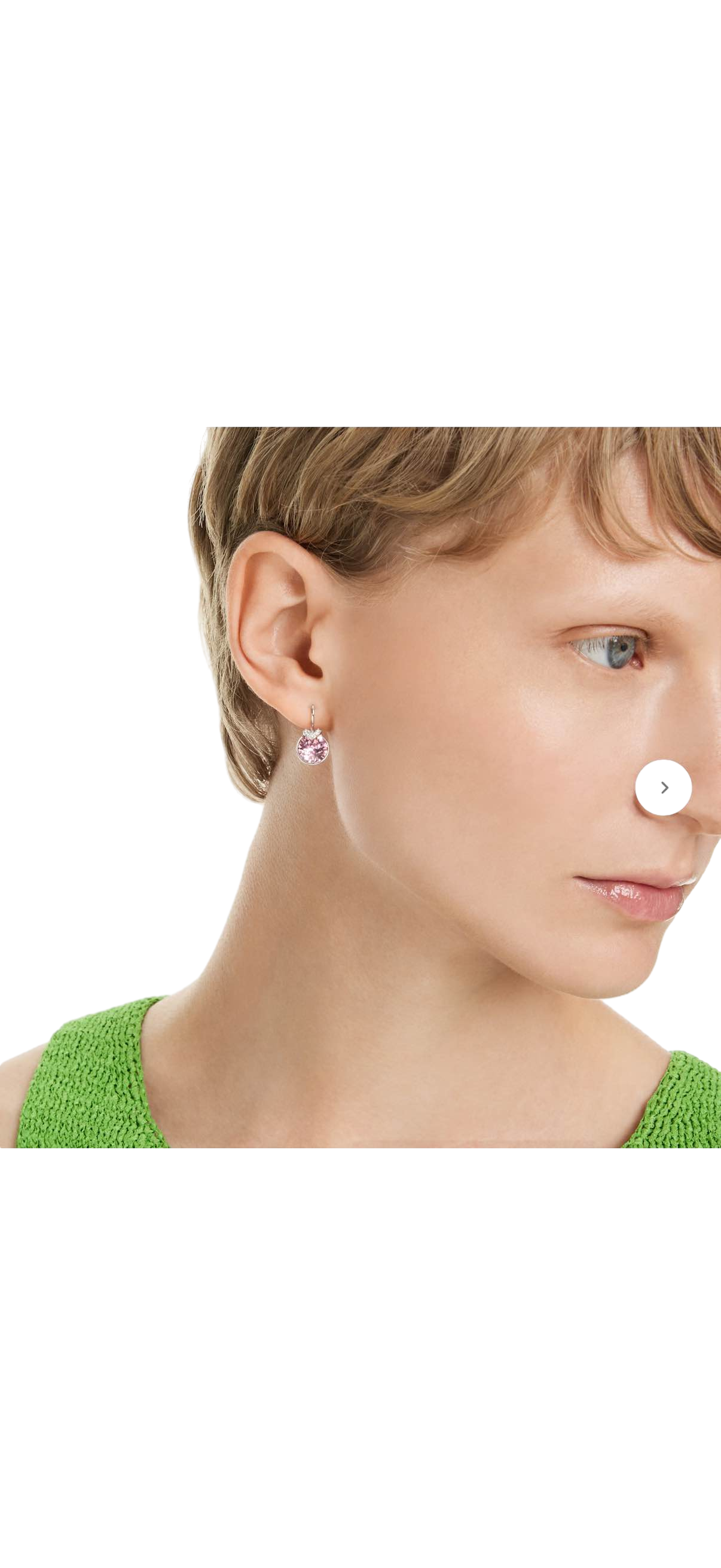 【Swarovski】Bella V Drop Earrings, Round Cut, Pink, Rhodium Plated  粉