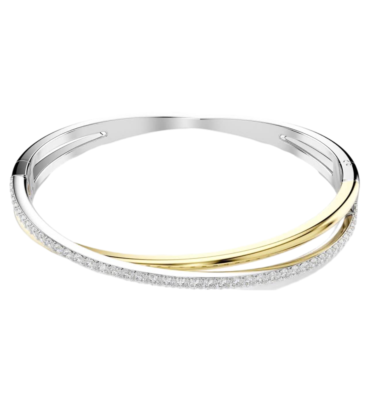 【Swarovski】Hyperbola Bangle, Round Cut, White, Mixed Metal Finish  銀