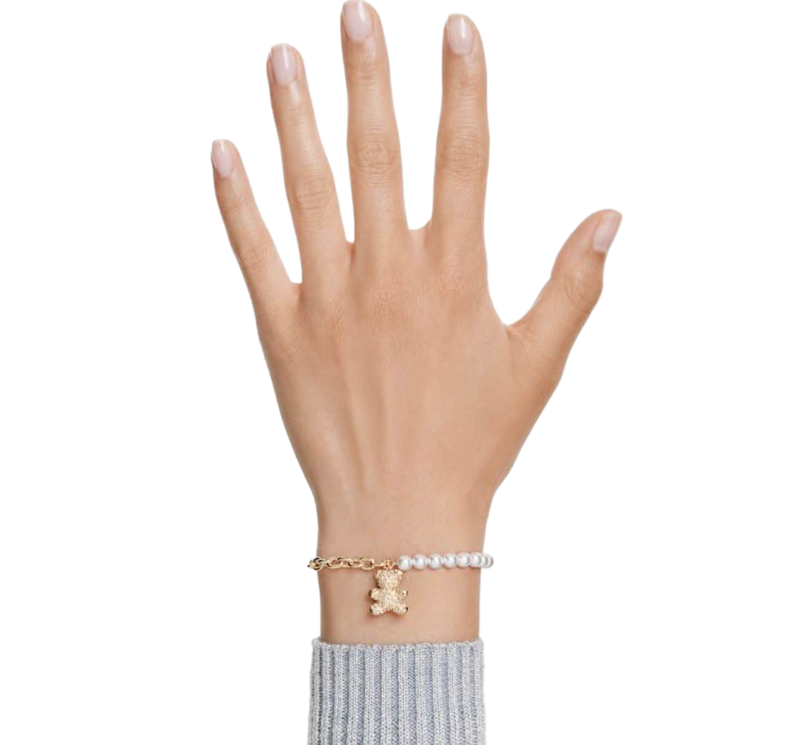 【Swarovski】Idyllia Bracelet, Crystal Pearl, Round Cut, Teddy, Gold Tone, Gold-tone Plated  金