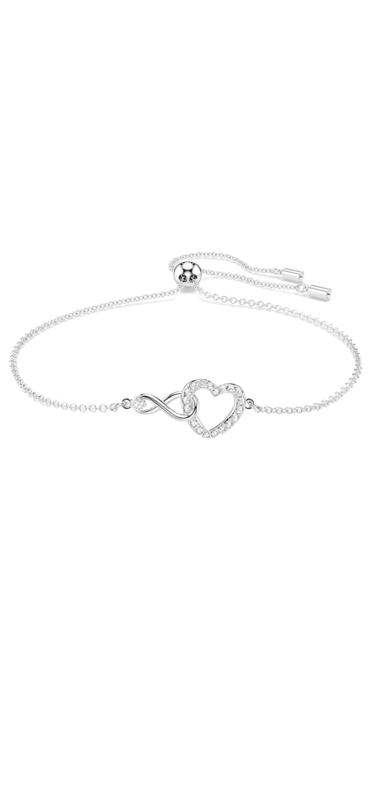 【Swarovski】Hyperbola Bracelet, Infinity And Heart, White, Rhodium Plated  白