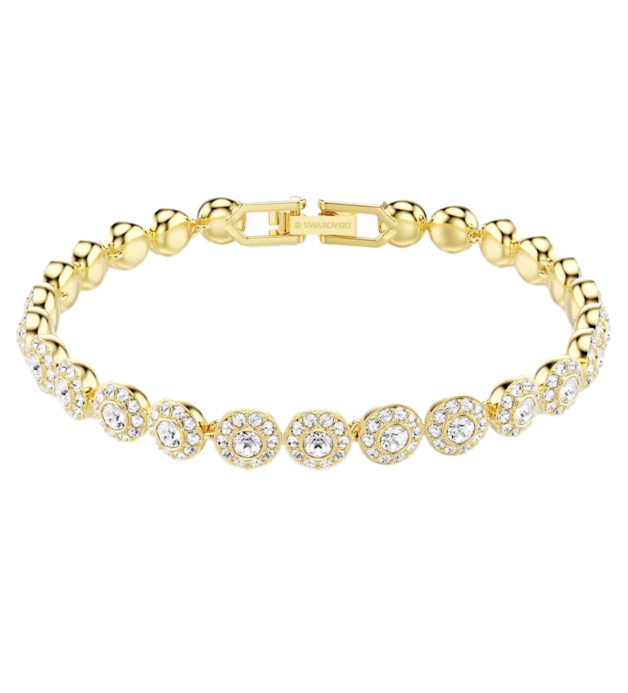 【Swarovski】Una Angelic Bracelet, Round Cut, White, Gold-tone Plated  金