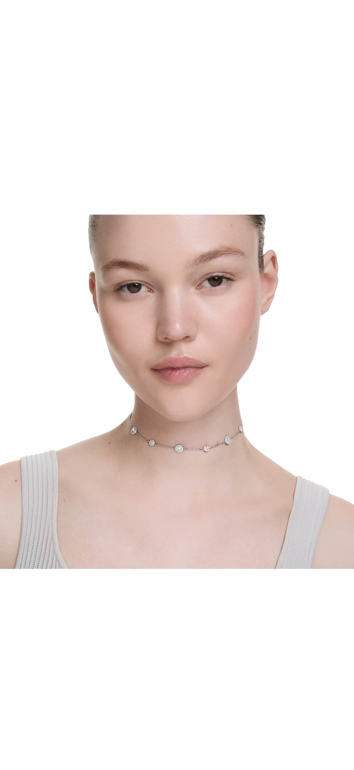 【Swarovski】Una Angelic Necklace, Round Cut, Double Sided Motifs, White, Rhodium Plated  白