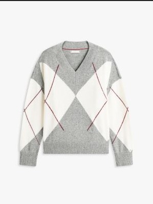 OBS392 Tommy Argyle V-Neck Sweater