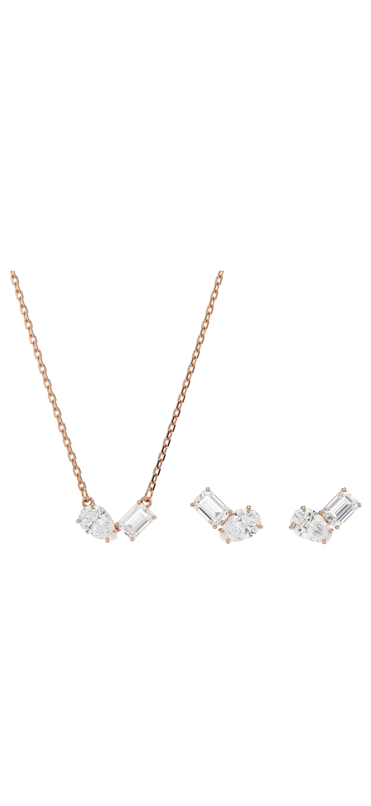 【Swarovski】Mesmera Set, Pear Cut, Octagon Cut, White, Rose Gold-tone Plated  白