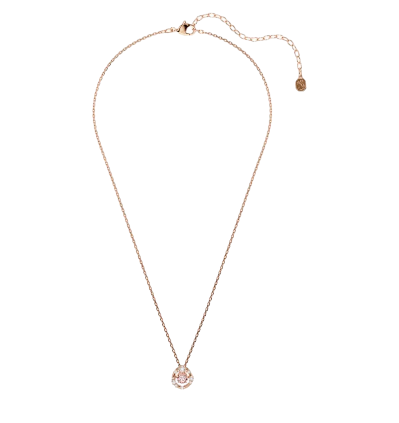 【Swarovski】Constella Pendant, Round Cut, Dancing Stone, Pink, Rose Gold-tone Plated  粉