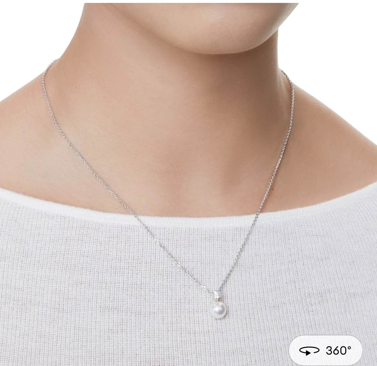 【Swarovski】Matrix Pendant, Crystal Pearl, Round Cut, White, Rhodium Plated  白