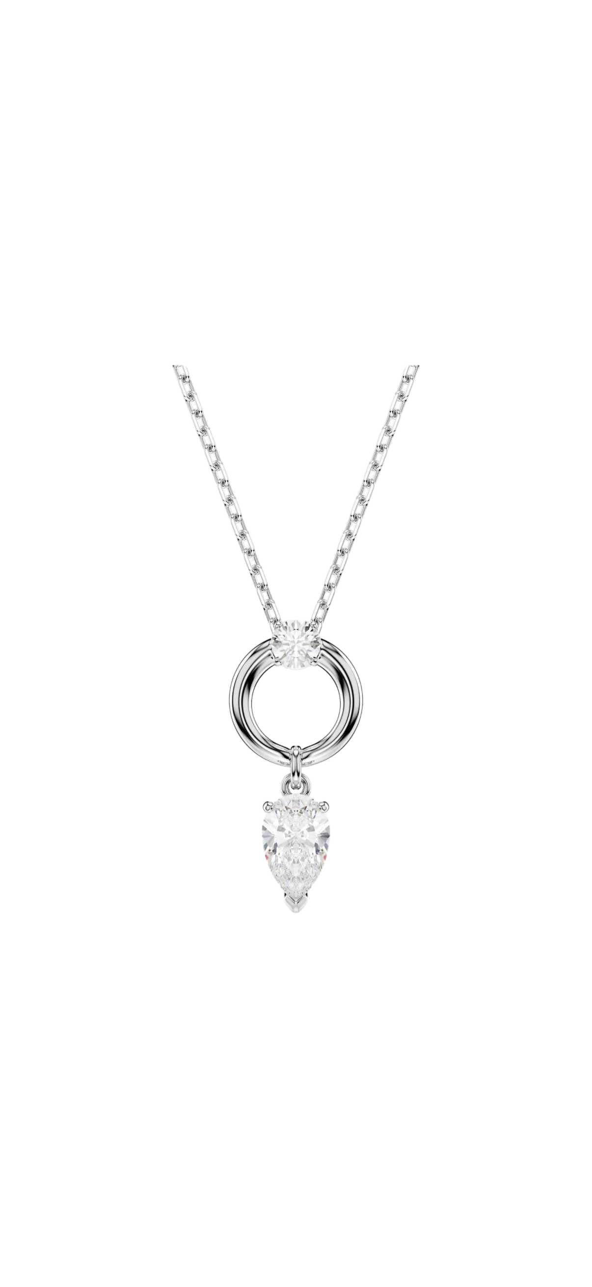 【Swarovski】Mesmera Pendant, Pear Cut, White, Rhodium Plated  銀