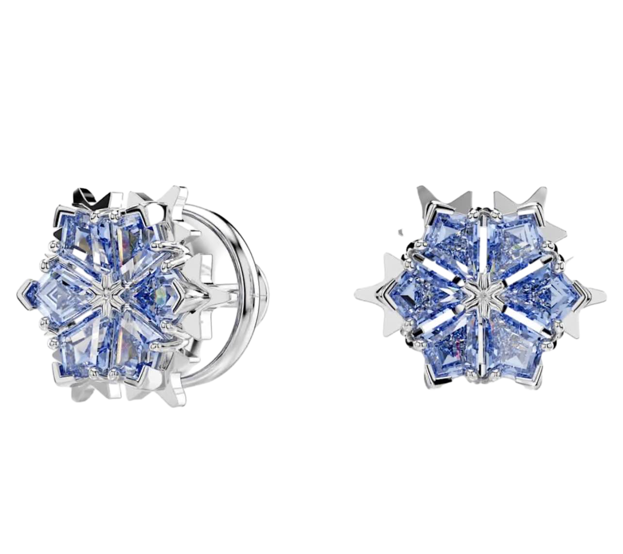 【Swarovski】5734242 Magic Stud Earrings, Snowflake, Blue, Rhodium Plated  藍