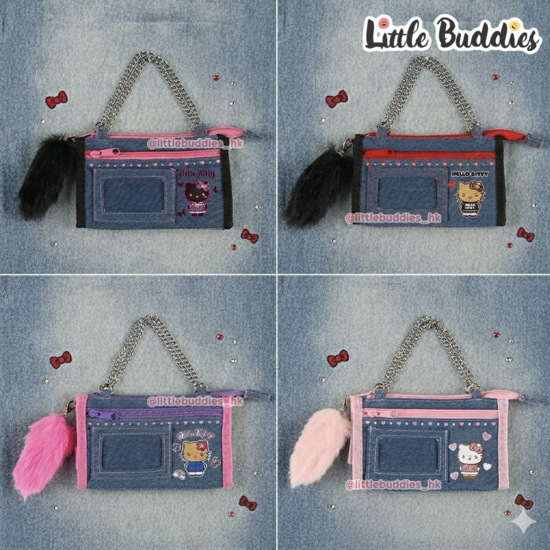 日本 Sanrio Hello Kitty 平成辣妹系列 牛仔布款化妝袋