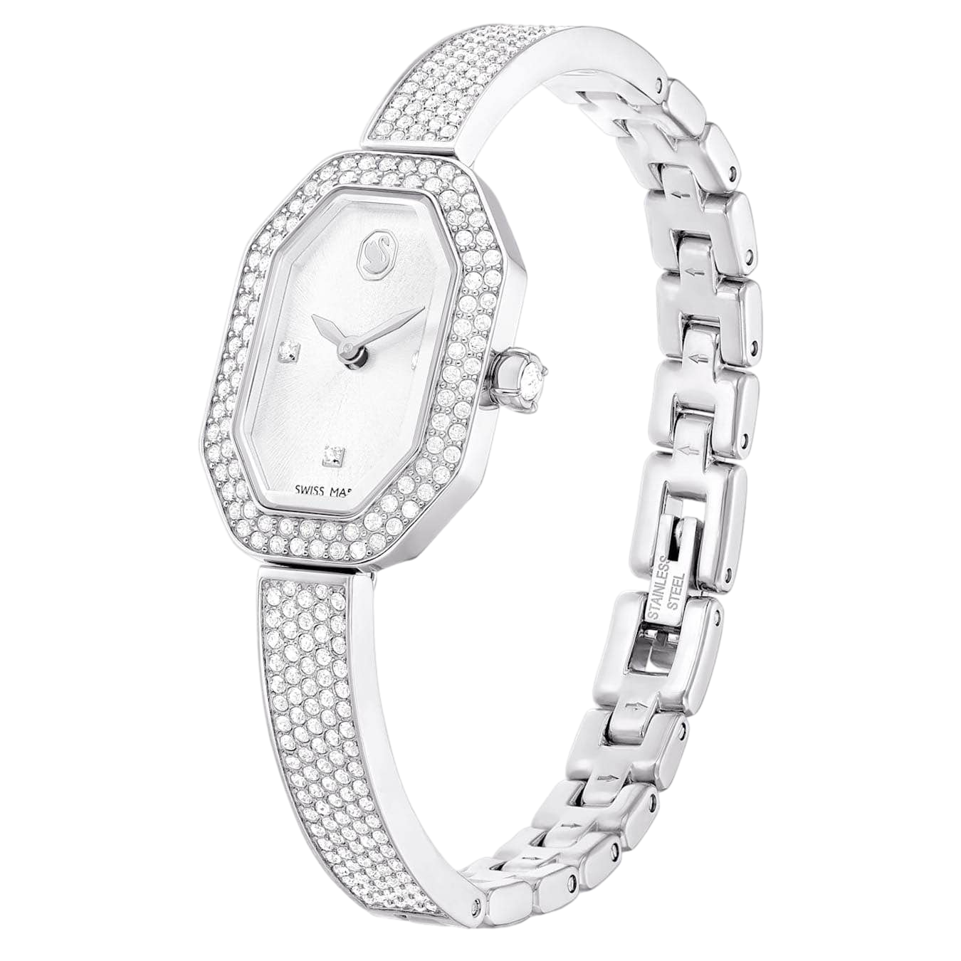 【Swarovski】Dextera bangle 手錶 瑞士製造, 金屬手鏈, 銀色, 不銹鋼  銀