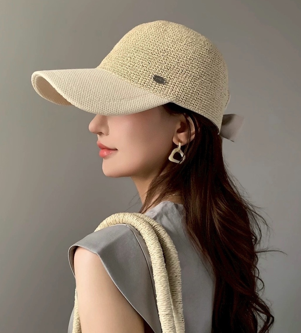 後綁鐵牌草編馬帽