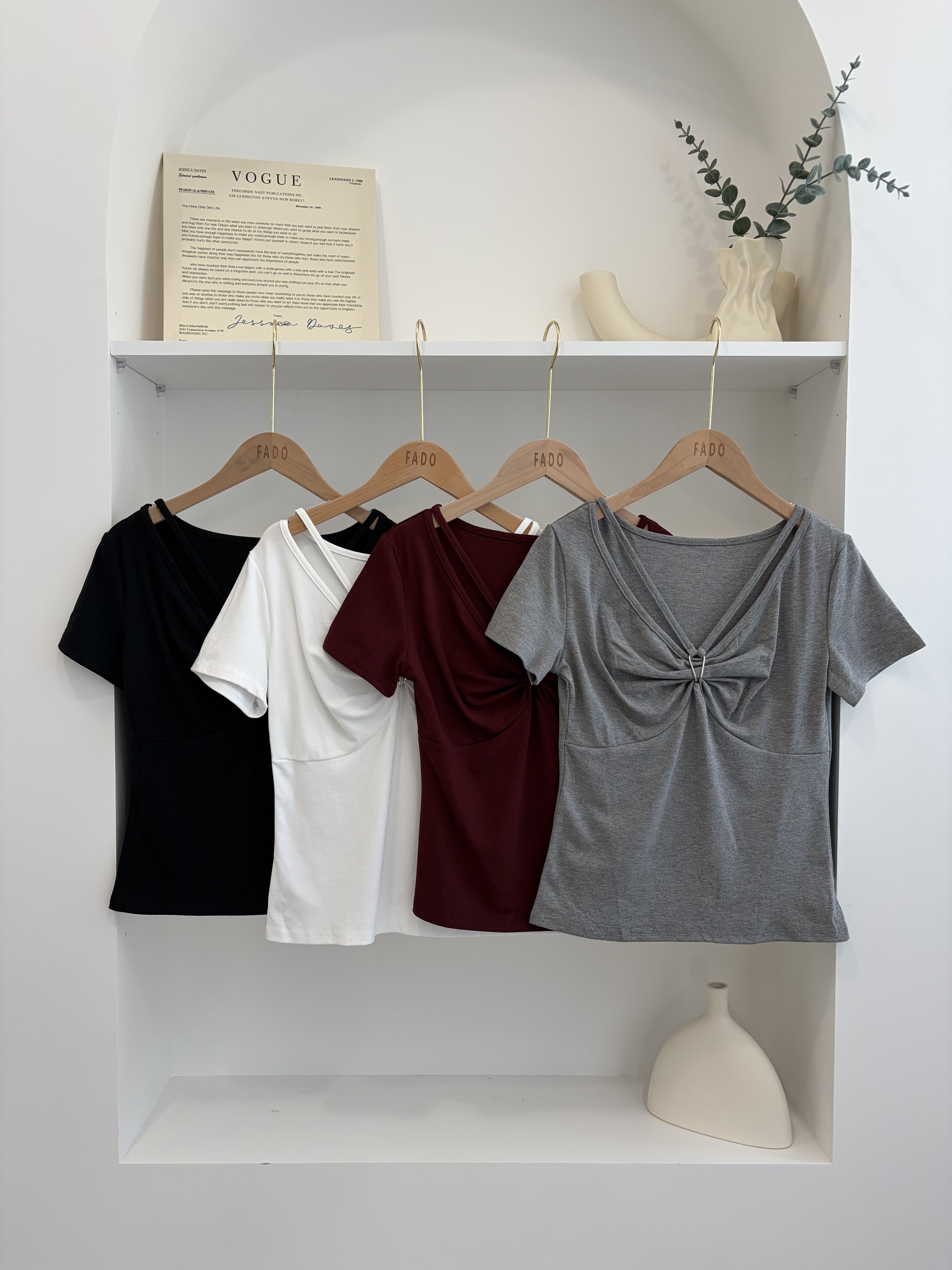 法朵Fado shop｜V領抓皺短T 0215068 四色