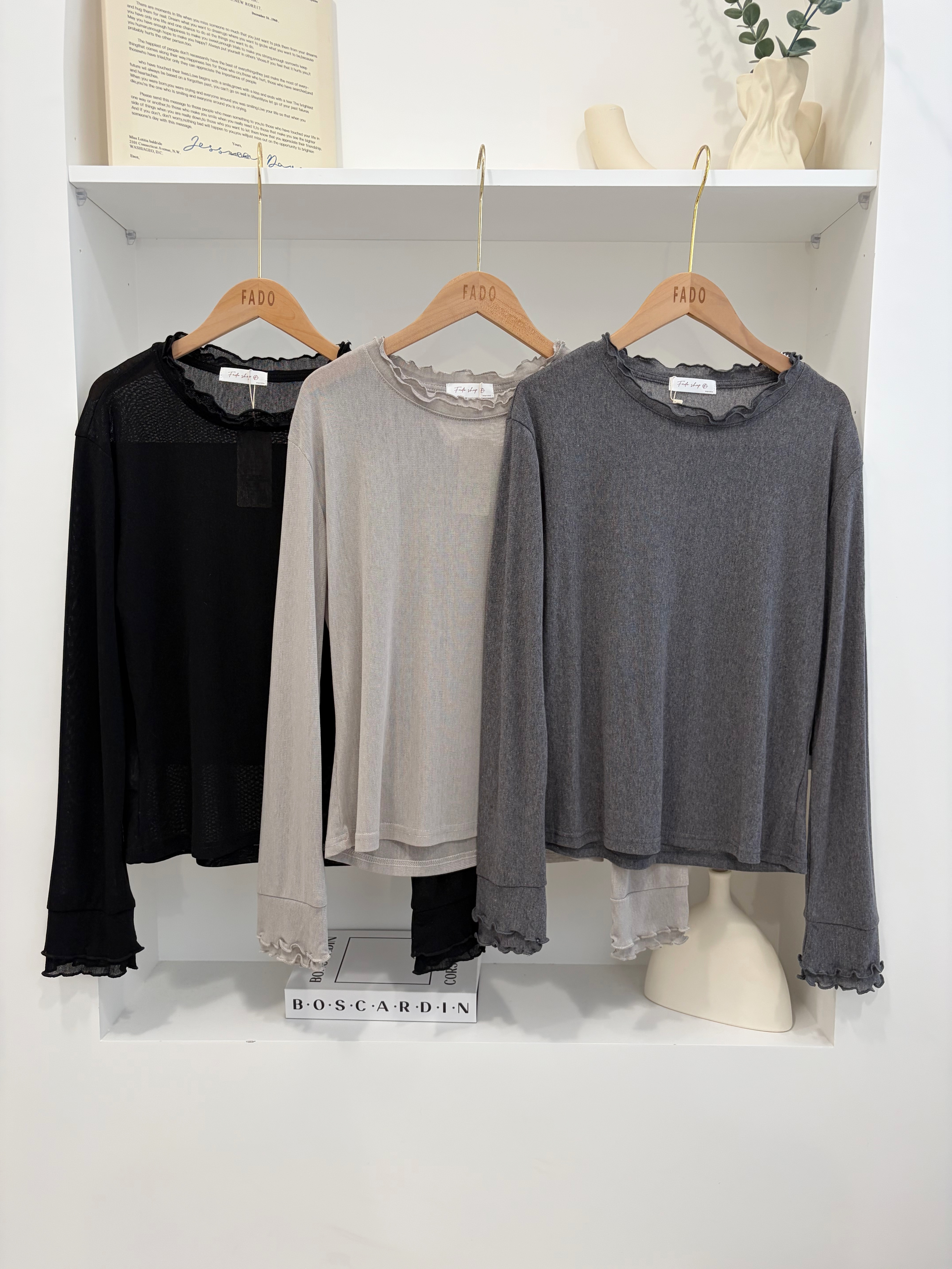 法朵Fado shop｜雙木耳捲邊打底上衣 0215077 三色