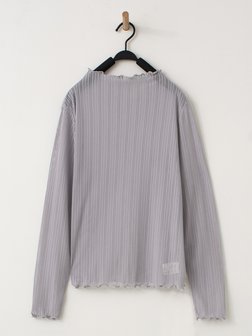 透膚條紋木耳邊內搭上衣