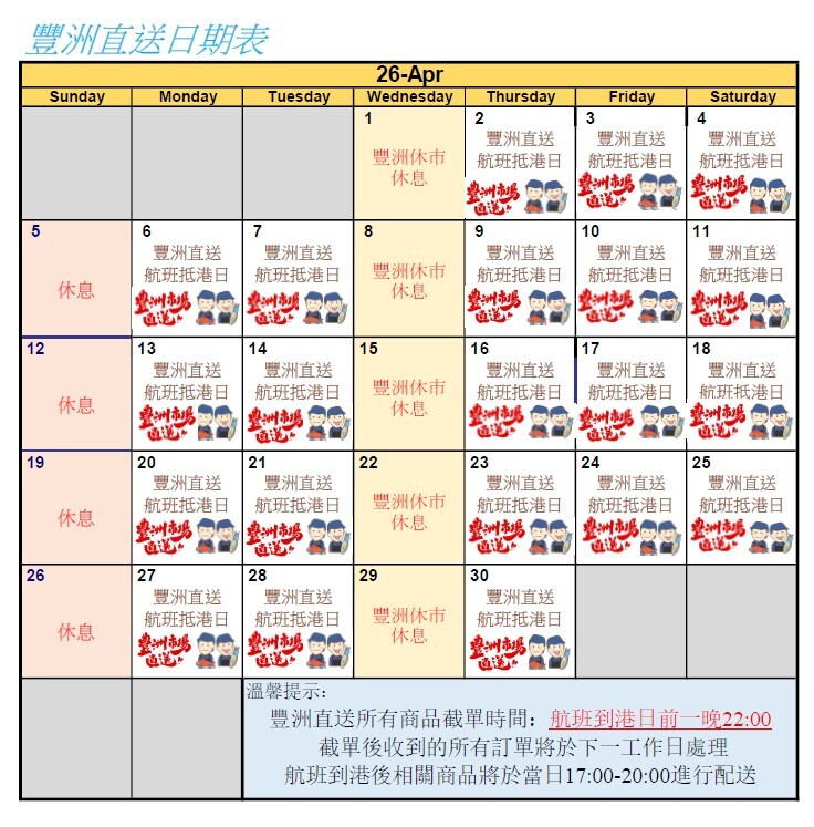 最新空運直送貨期表及訂購須知