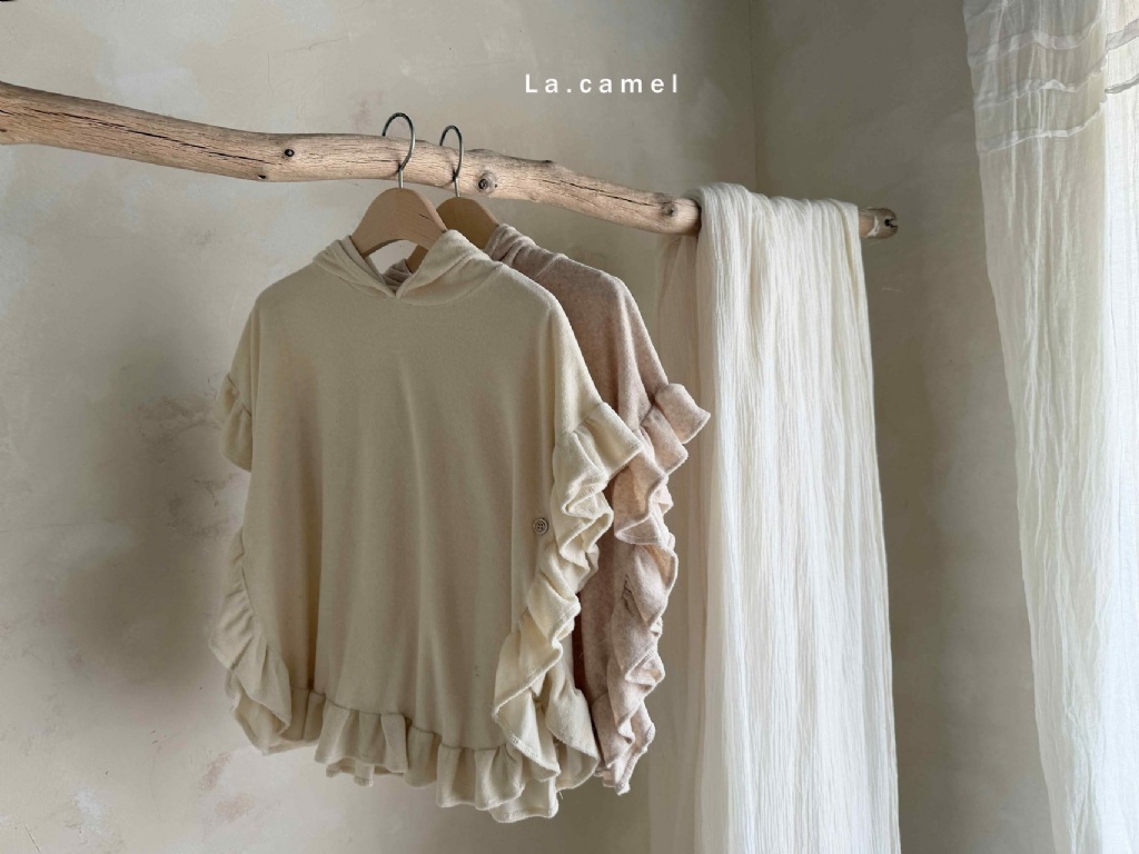 正韓夏Lacamel 兩色連帽花邊浴巾