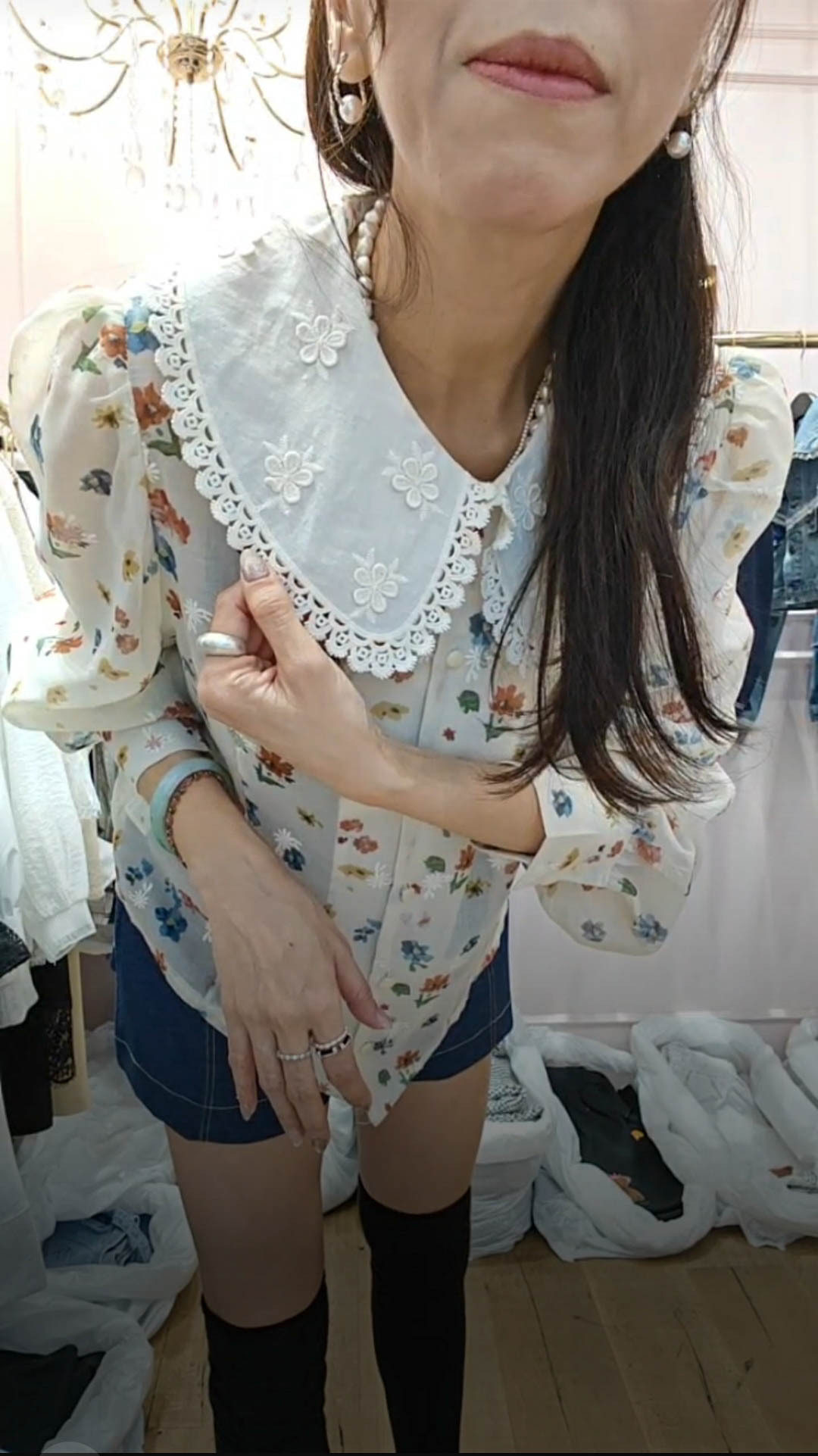 🎈K8080  ▶️公主領子花花上衣 👉B:100cm L:57cm