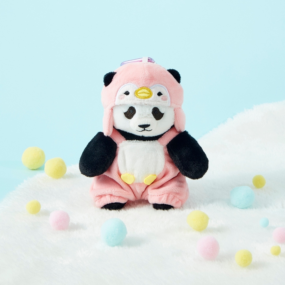 5吋熊貓公仔 - 粉色企鵝服裝